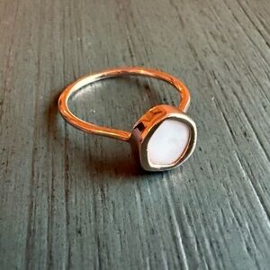 Monica Vinader Atlantis Gem Mini Stack Ring White Chalcedony Rose Gold Size 8